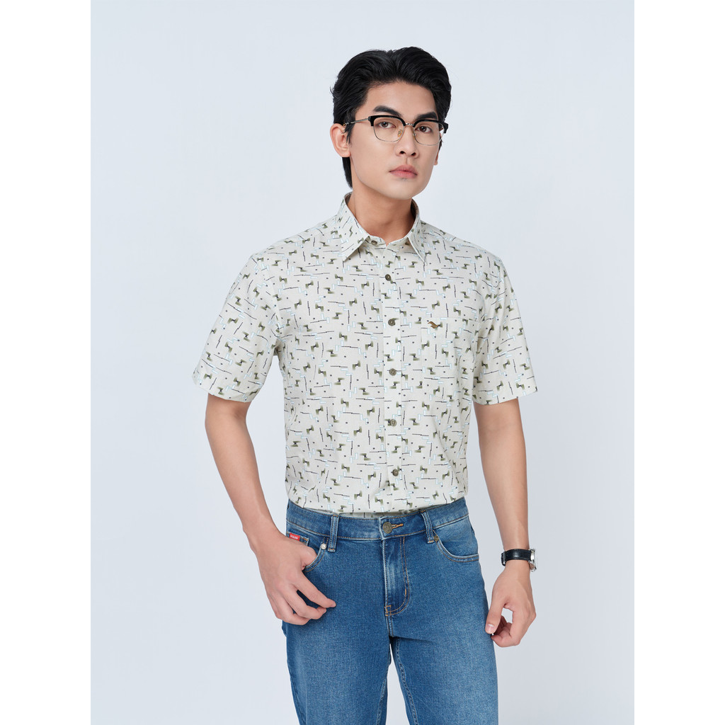 Sơ mi ngắn tay lai ngang VIETTIEN SMART CASUAL vải Nano phom REGULAR VT00000303