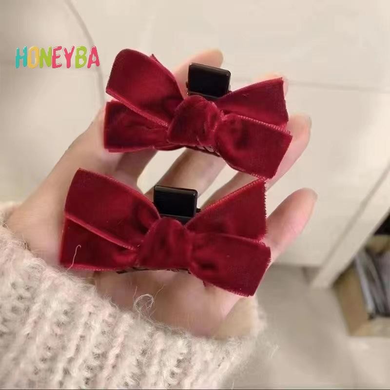 < Honeyba > 1 Nơ Ngọt Ngào Tóc Nhỏ Vuốt Kẹp Công Chúa Nhung Nơ Vuốt Kẹp Mũ Bé Gái Nữ Hàn Quốc Phụ Kiện Tóc