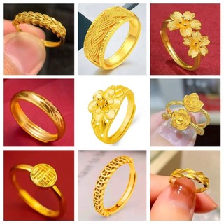 【BÁN BUÔN】Nhiều Phong Cách Nhẫn Mạ Vàng Nữ Hoa Nhẫn 24k Mạ Vàng Nam Nữ Trang Sức nhẫn nữ vàng