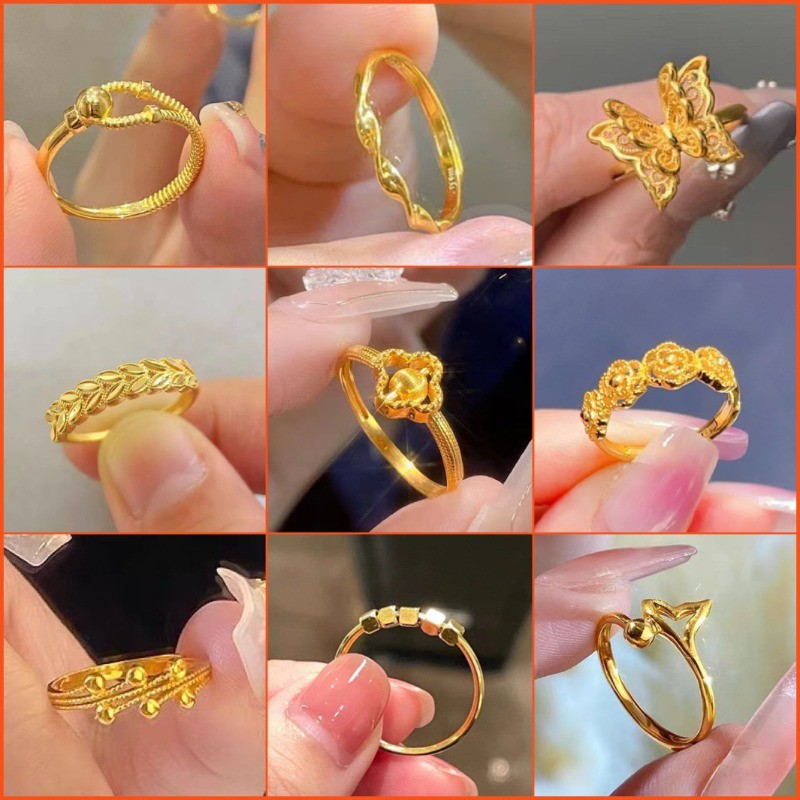 Nhẫn may mắn vàng thời trang Hàn Quốc Nhẫn vương miện Pháp mở Nhẫn có thể điều chỉnh Quà tặng Bán buôn