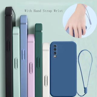 Thời Trang Mới Huawei P20 P30 Pro P40 Vuông Cản Khung Mỏng Mềm TPU Silicon Có Dây Đeo Tay Dây Đeo Cổ Tay