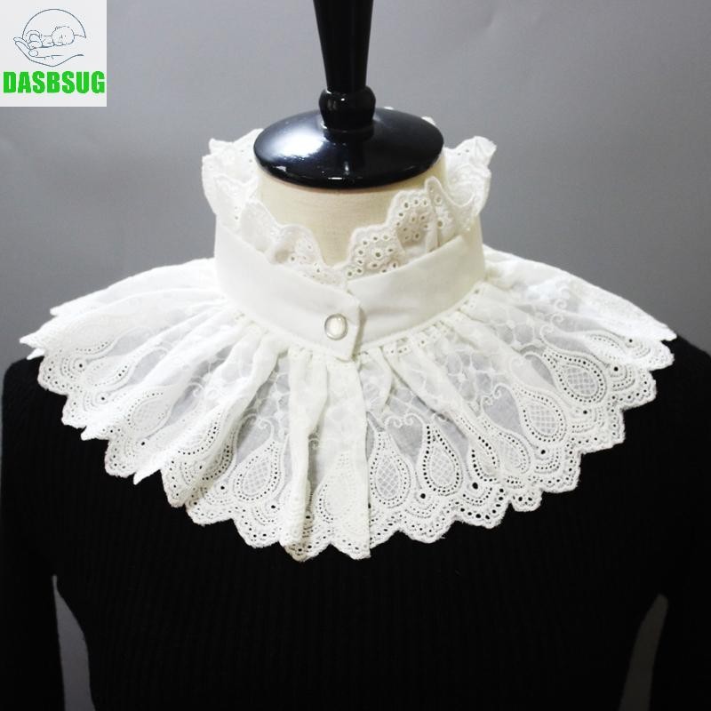 Dasbsug Nữ Vintage Thêu Paisley Khăn Choàng Lớn Xù Cổ Giả Steampunk Capelet