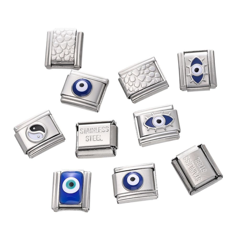 9 * 10mm Thép không gỉ Họa Tiết Mắt Vuông Vòng Tay Mô Đun Handmade DIY Vòng Tay Ý Vòng Tay Trang Sức Phụ Kiện