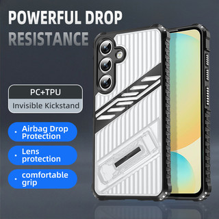 Dành cho Samsung Galaxy S24 FE S23 FE S21 FE S20 FE 5G Ốp điện thoại PC cứng trong suốt TPU mềm tích hợp chân đế ẩn Chống rơi Vỏ mỏng chống sốc