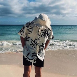 Áo sơ mi nam ESEA tay ngắn thời trang và phổ biến áo sơ mi đi biển in hoa