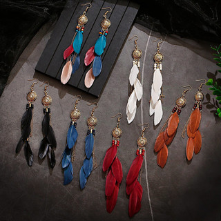 Bohemian Dài Lông Bông Tai Du Lịch Chụp Ảnh Tua Rua Bông Tai Vân Nam Độc Đáo Sửa Đổi Mặt Phụ Kiện Bông Tai