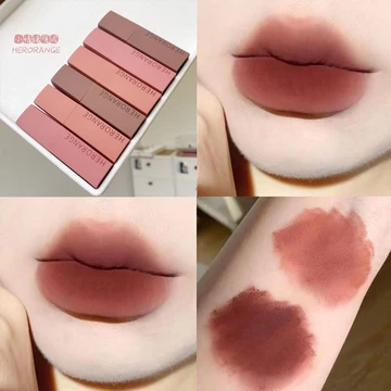 Herorange Son Bóng Nhỏ Tâm Trạng Son Môi Dưỡng Ẩm Màu Lâu Dài Nhung Mờ Chống Thấm Nước Môi Bùn