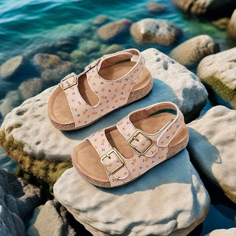 2025 Bé Gái Birkenstock Dép Mở Mũi Mùa Hè Phong Cách Mới Vừa Lớn Trẻ Em Đế Mềm Bé Gái Giày Đi Biển Cho Bé