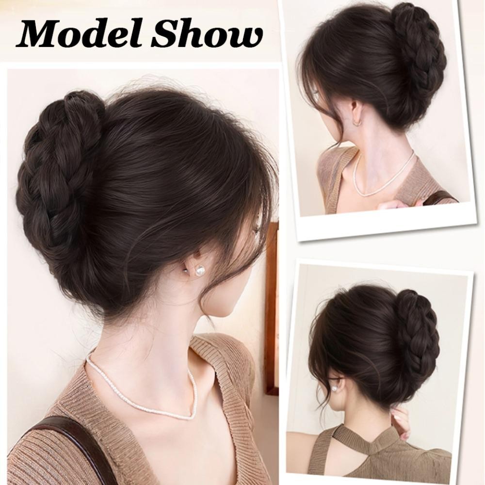 FAVORITEGOODS Bun Head Tóc Giả, Nâu Lông Tơ Tóc Bun Móng Vuốt Kẹp, Thời Trang Tổng Hợp Tóc Tự Nhiên Phụ Kiện Tóc