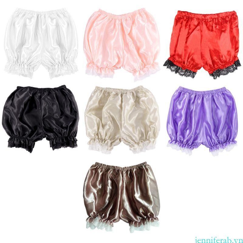 Jenniferab Nữ Giả Lụa Bloomers Xù Ren Viền Quần Lót Victoria Bí Ngô Quần Short