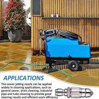 Đầu Phun Áp Lực Cao Bằng Thép Không Gỉ - Nạo Vét Ống 1/4, Chống Tắc Nghẽn