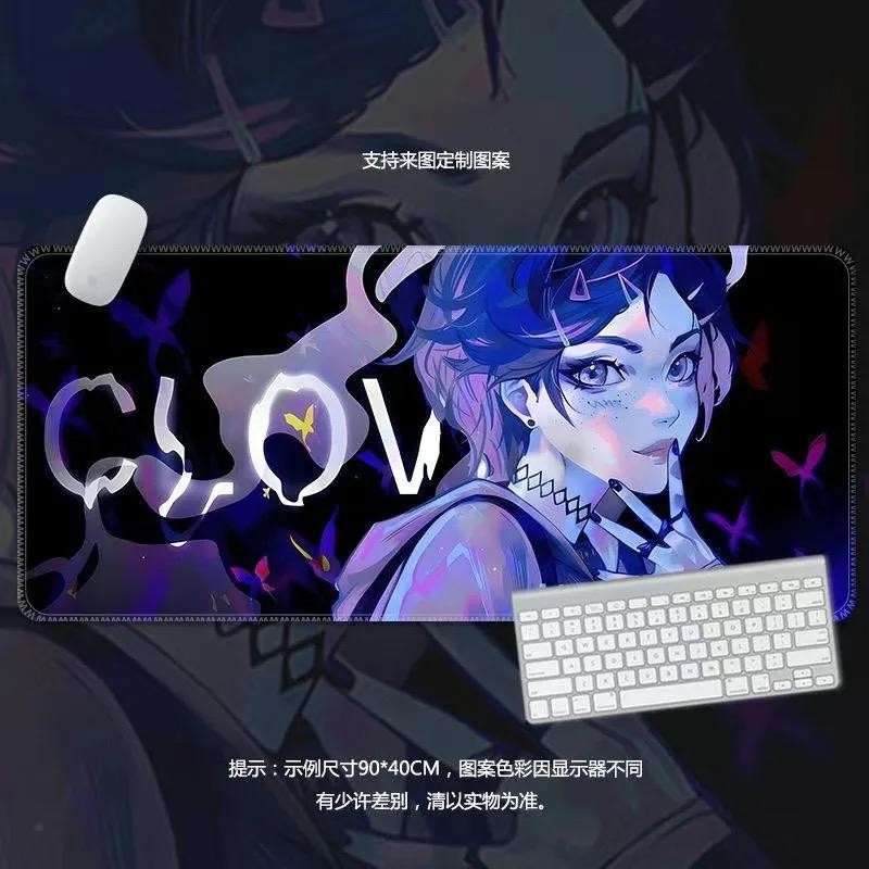 Miếng lót chuột chơi game cỡ lớn Valorant (900x400mm) - Thiết kế Phoenix / Jett / Raze, dày 3mm cho Esports, Đế cao su chống trượt, viền khâu