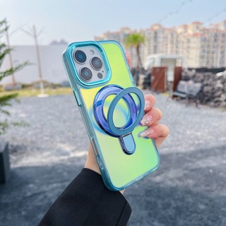 Gradient có thể thẳng thắn Ốp điện thoại cho IPhone 16 15 14 13 12 11 Pro Max Plus với chức năng giá đỡ kim loại Hỗ trợ từ tính Sạc không dây