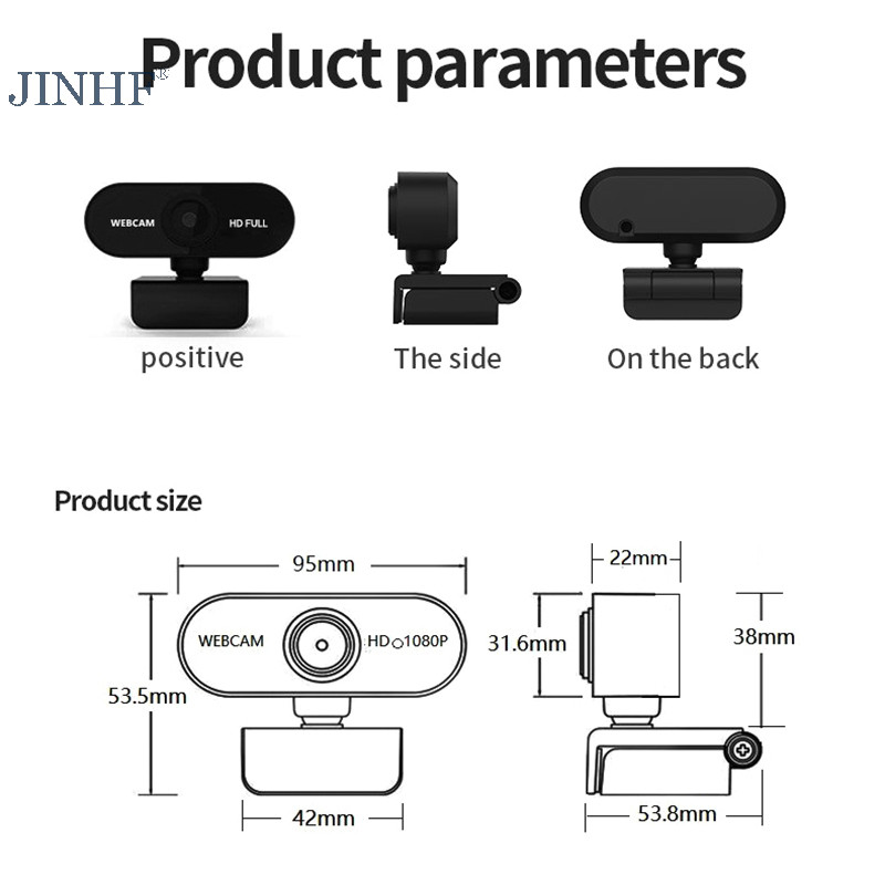 Jinhf Elough 2K HD Webcam Cho Máy Tính Để Bàn Laptop Máy Tính Mini USB Web Camera Có Micro Web Cam Cho YouTube Skype HOT