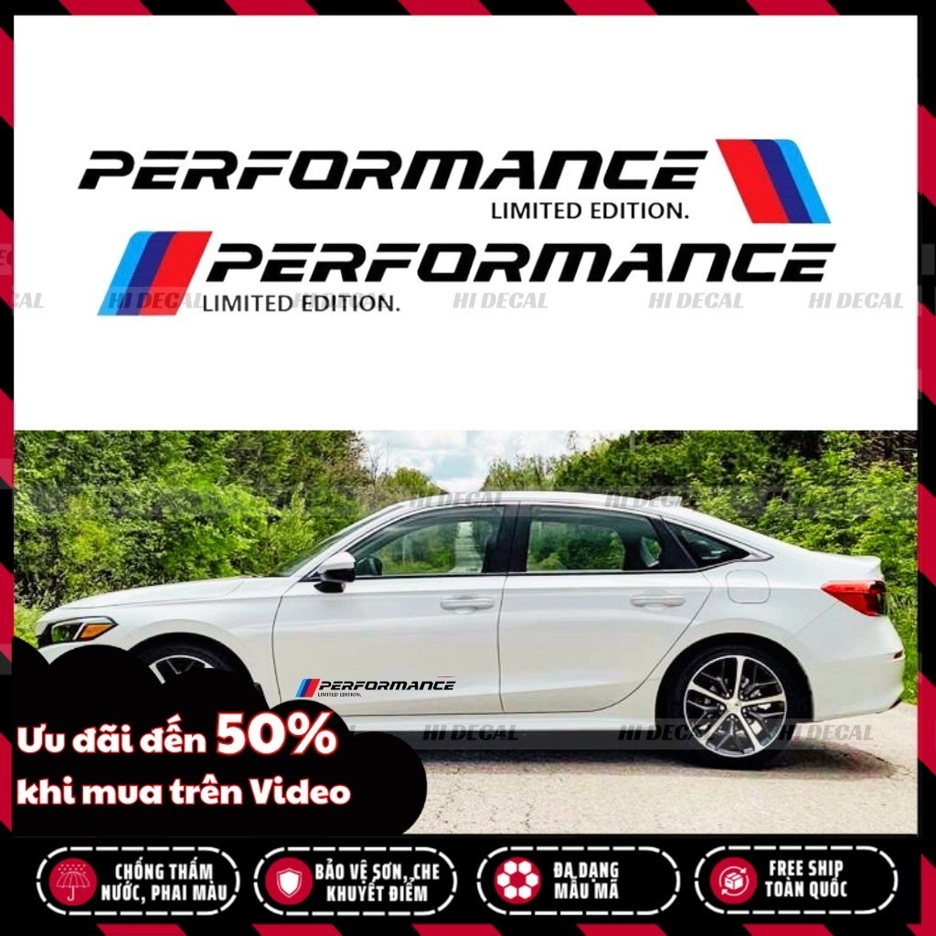 Tem Peformance dán xe ô tô | TDVT-001 | Decal dán ô tô cao cấp chống thấm nước, chống phai màu