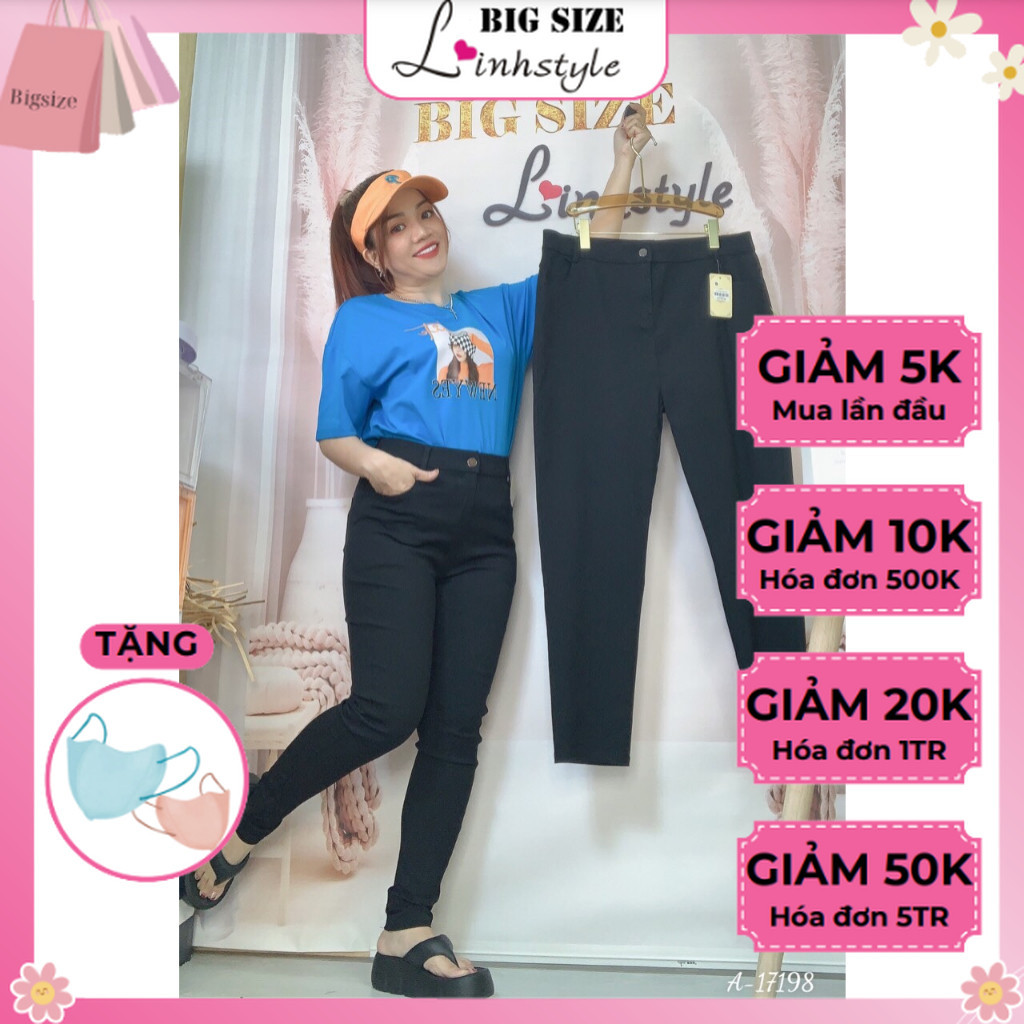 15518 Quần Skinny Jeans Nữ Bigsize Cạp Cao Chính Hãng Linhstyle Quần Skinny Kaki Nữ Bigsize Ôm