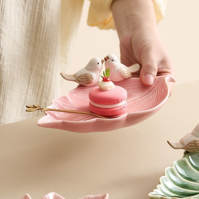 Đĩa Sứ Đức Hóa Hình Đôi Chim Dùng Đựng Trái Cây Đồ Khô Bánh Trên Bàn Trà