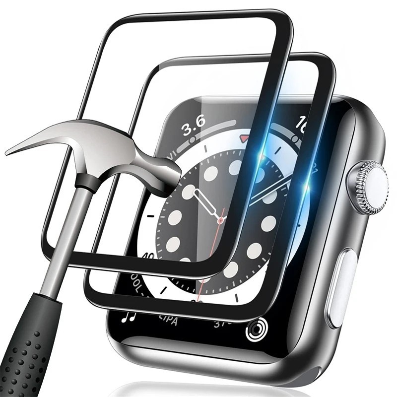 Dành Cho Apple Watch Series Ultra 1 2 3 4 5 6 7 8 9 10 SE 38mm 40mm 41mm 42mm Đen Edge Kính Cường Lực Phim Chống Ánh Sáng Xanh Chống Trầy Xước Bảo Vệ Màn Hình