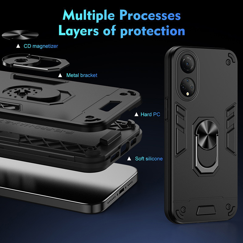 Dành cho Honor X7 Vỏ giáp chắc chắn có giá đỡ nhẫn Vỏ bảo vệ chân đế