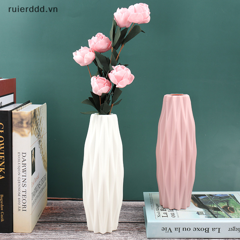 # Mới # Bình hoa Trang trí Bình nhựa gia đình Chậu hoa gốm giả màu trắng.
