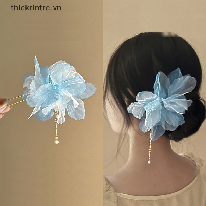 THI Hàn Quốc Cổ Voan Hoa Ngọc Trai sel Tóc Dính Hình Chữ U Tính Khí Phong Cách Trung Hoa Kẹp Tóc Cho Nữ Mũ VN