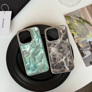 Ốp điện thoại gợn nước viền mạ điện sang trọng cho iPhone15 14 13 12 Pro Max Vỏ bảo vệ camera chống sốc Vỏ cứng mờ đôi iPhone
