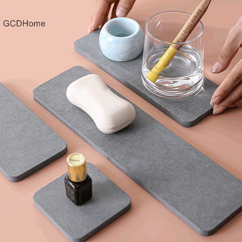 Gcdhome Home Diatomite Thảm Chống Thấm Nước Tấm Lót Chịu Nhiệt Coaster Diatomaceous Vòi Bồn Rửa Nhà Bếp Nhanh Khô Chống Trơn Trượt Thảm HOT