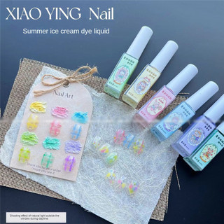 Xeijayi 6 màu / 1 bộ Halo thuốc nhuộm lỏng mùa hè loạt kem macaron màu nhanh khô họa tiết chất lỏng móng tay nghệ thuật móng tay cho tiệm làm móng tay