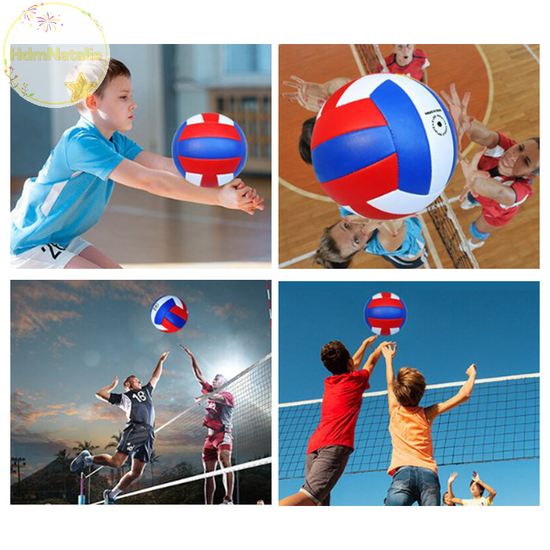 HdmNatalie Thi đấu bóng chuyền PVC Kích thước 5 cho bãi biển Cắm trại ngoài trời Bóng chuyền Huấn luyện trò chơi trong nhà VN