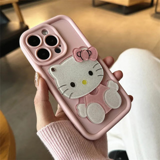 Ốp Điện Thoại Gương Trang Điểm Sanrio Kitty Mèo Cho Samsung Galaxy S24 S23 S21 Plus S24 S23 Ultra S23 S21 S20 FE S24 + S23 + S22 + S21 Girl Y2K Vỏ Mềm Dễ Thương Full Cover