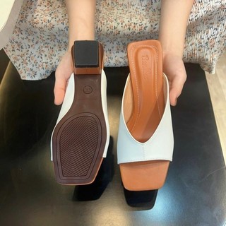 Dép Cao Gót Đế Vuông 3 phân Quả Trám pha Nâu bò đơn giản, tinh tế cao 3P - Kho Giày Bánh Bèo mã TramP2 đi rất êm chân