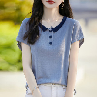 Mùa hè Phong Cách Mới Tencel Dệt Kim Tay Ngắn Phong Cách Phương Tây Rời Top Phù Hợp Với Jacquard Giảm Tuổi PO