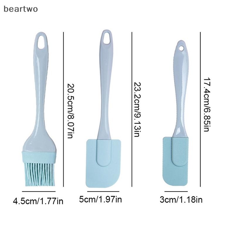 < Beartwo > 3 Cái / bộ Dụng Cụ Nướng Bánh Silicon DIY Bánh Bơ Kem Thìa Dầu Bàn Chải Đẹp