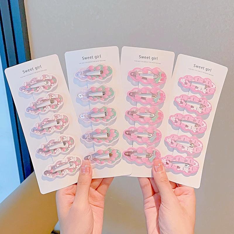 Sáu Tulip Thỏ Bb Kẹp Hồng Dễ Thương Ngọt Ngào Hoạt Hình Nổ Edge Kẹp Mũ Đội Đầu Kẹp