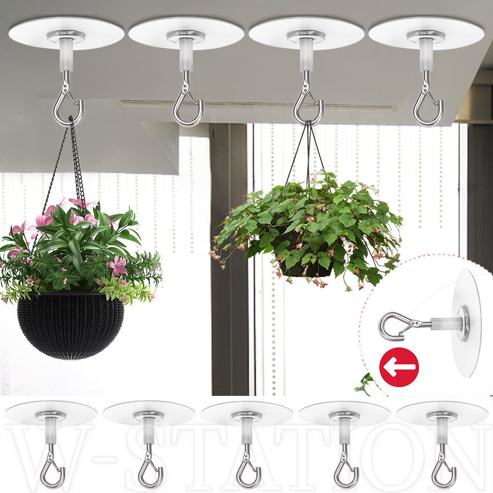 Móc trần treo - Móc lưu trữ không đục lỗ - Móc treo chậu hoa - Dụng cụ cố định chịu lực mạnh bằng kim loại - Giá đỡ đảo ngược treo trần mái nhà - Dành cho đèn lồng, đèn, đồ trang trí