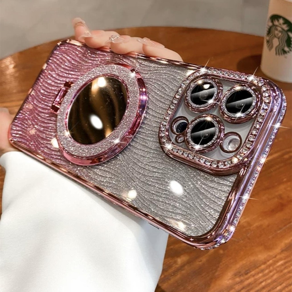 Lấp Lánh Nước Tấm Kim Cương Giá Đỡ Ốp Lưng Điện Thoại iphone15 Pro Max 14 13 12 11 Vỏ Cho iPhone Ốp Lưng TPU Silicon Mềm Vỏ Chống Sốc