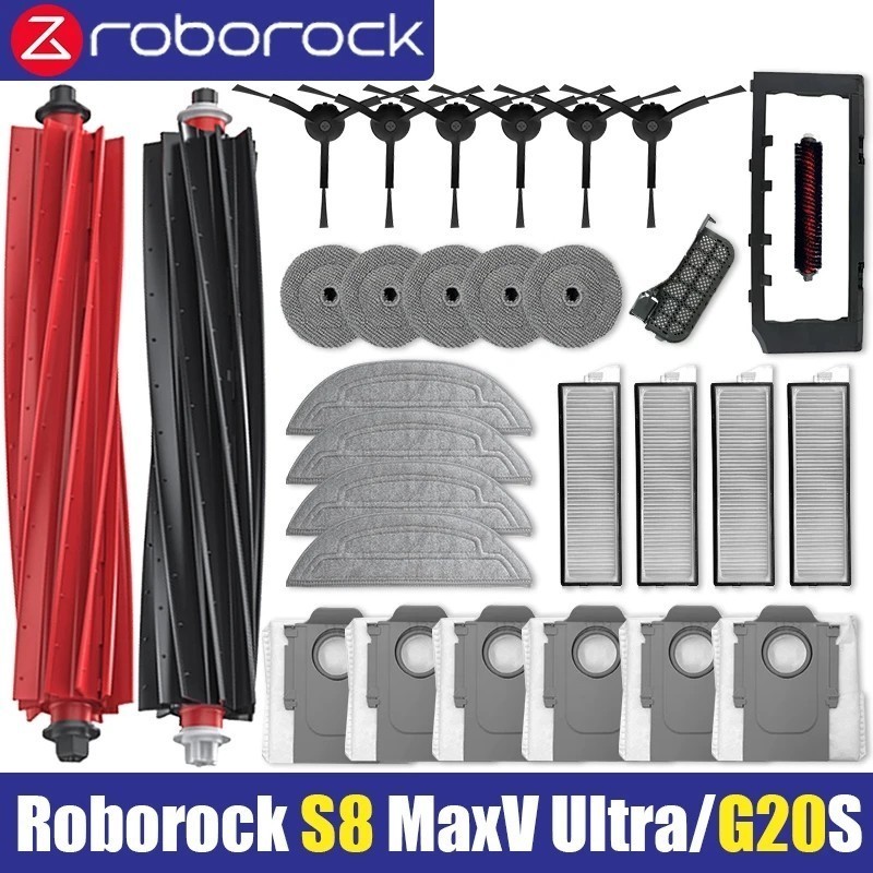 Roborock S8 MaxV Ultra / G20s Robot Hút Chân Không Phụ Kiện Chính Bên Bàn Chải Lau Vải HEPA Lọc Túi Bụi Phụ Kiện
