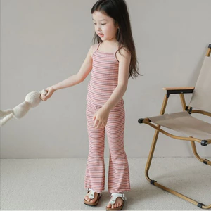 Bé Gái Mùa Hè Áo loe Quần Phù Hợp Với Mùa Hè Phiên Bản Hàn Quốc Thời Trang Phong Cách Phương Tây Phù Hợp Với Băng Lụa Phong Cách Mỏng Bé Gái Phù Hợp Với 90-140 Kích Thước WUFP