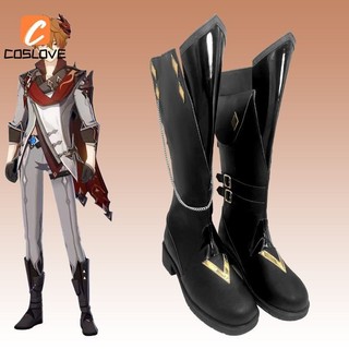 Anime Trò Chơi Genshin Tác Động Tartaglia Cosplay Giày Phù Hợp Với Người Cao Ống Giày Đen Giày Cosplay Trang Phục Phục Phục Hồi Hoàn Hảo