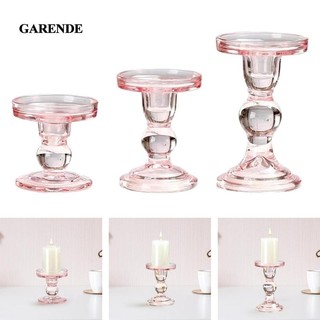 Garende giá đỡ nến, chân nến thủy tinh trụ hồng trang trí cho gia đình, đám cưới