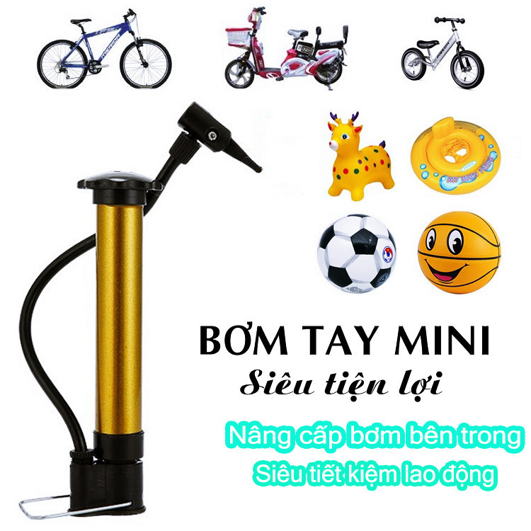 Ống Bơm Mini Cầm Tay Đa Năng 21 Cm Chất Liệu Hợp Kim Nhôm Dùng Bơm Bóng Đá, Bóng Rổ, Bóng Chuyền, Bơm Xe Đạp