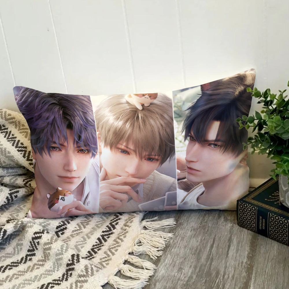 Vỏ gối hình chữ nhật Love and Deepspace Rafayel, Xavier và Zayne Vỏ đệm Polyester in một mặt Trang trí nội thất Món quà tốt nhất (Không có lõi)