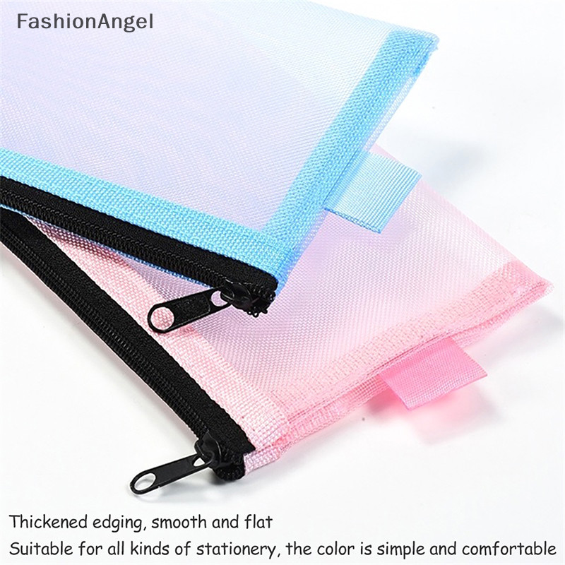 Fashionangel 1Pc Lưới Trong Suốt Hộp Đựng Văn Phòng Sinh Viên Túi Bút Hộp Đựng Hóa Đơn Túi Đựng TH
