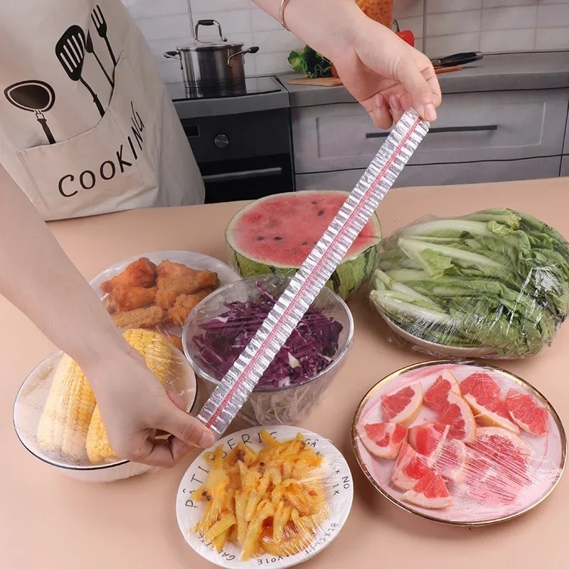50 / 100 CÁI Bao đựng thực phẩm dùng một lần - Túi màng giữ tươi PE cấp thực phẩm - Phim giữ tươi thực phẩm - Vỏ đựng thức ăn trong bát dày, dùng một lần - Bọc nhựa đàn hồi - Dụng cụ sắp xếp nhà bếp