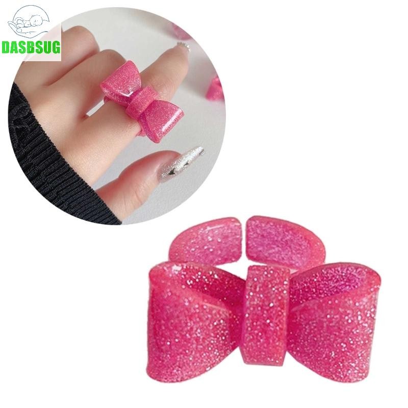 Dasbsug Acrylic Gấu Nhẫn Nữ Cô Gái Trẻ Em Nhẫn Xu Hướng Mùa Hè Động Vật Trang Sức
