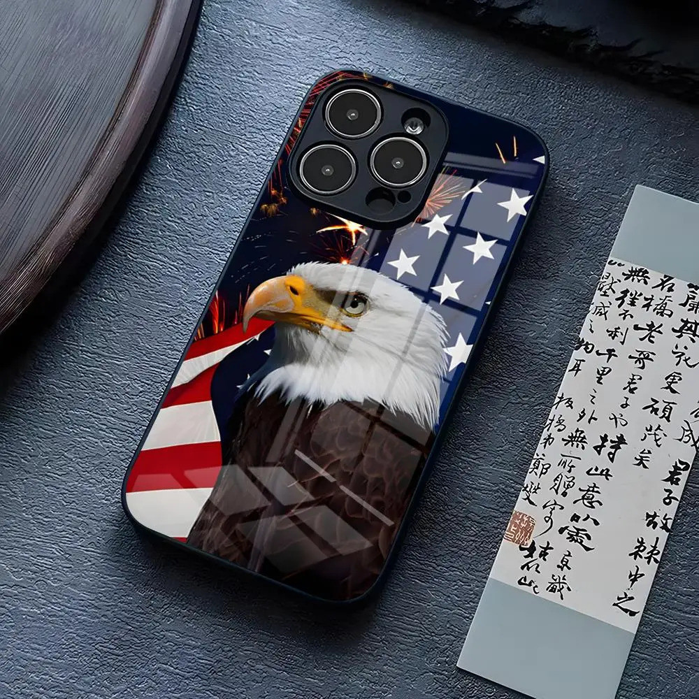 BK-1 Mỹ Cờ Đại Bàng Ốp Lưng Điện Thoại IPhone 13 Pro Max 14 16 Plus 12 Mini 11 17.35 X XR XS 8 7 Plus SE Kính Cường Lực