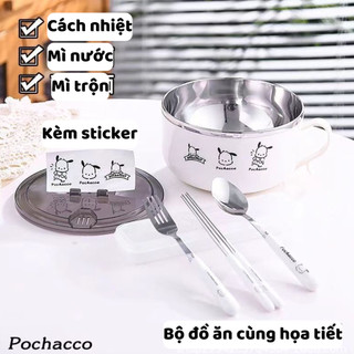 Bát ăn mì NGÓI HOME bát inox ăn mì tôm có tay cầm và nắp cách nhiệt , ca úp mì bát úp mì cao cấp sang trọng tô mì- TM01