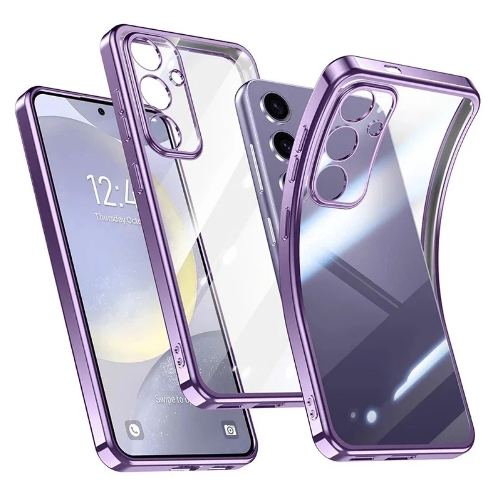 Ốp điện thoại mềm mạ silicon mạ điện cho Samsung Galaxy S24 S23 FE S25 Ultra Plus Ốp lưng chống sốc trong suốt