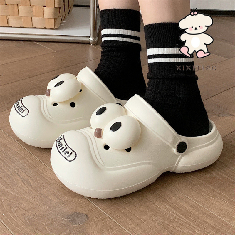 Xixitiao Dép Dép Đi Biển Chống Trơn Trượt Bước Trên Shit Đế Mềm Baotou Phiên Bản Hàn Quốc Sáng Tạo Độc Đáo Dễ Thương Giày Lad