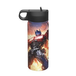 Transformers Bình nước cách nhiệt dung tích lớn có ống hút18OZ, chai nước thể thao 500ML, du lịch, thép không gỉ